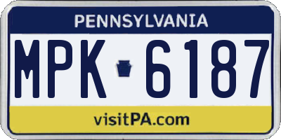 PA license plate MPK6187