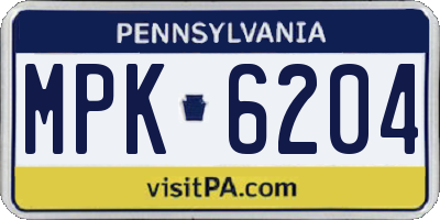PA license plate MPK6204