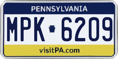 PA license plate MPK6209