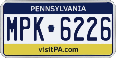 PA license plate MPK6226