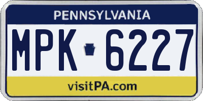PA license plate MPK6227
