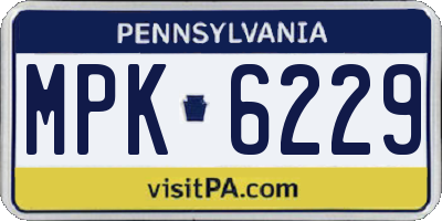 PA license plate MPK6229