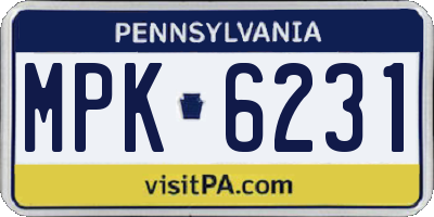 PA license plate MPK6231