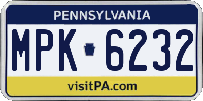 PA license plate MPK6232