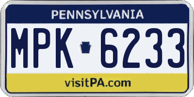 PA license plate MPK6233