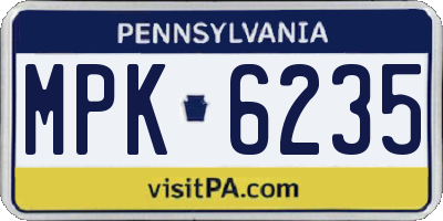 PA license plate MPK6235