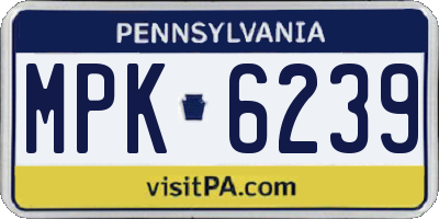 PA license plate MPK6239