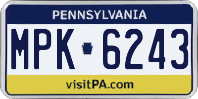 PA license plate MPK6243