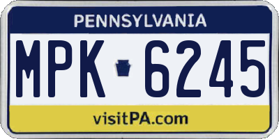PA license plate MPK6245