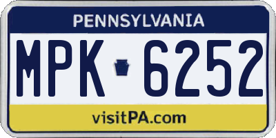 PA license plate MPK6252