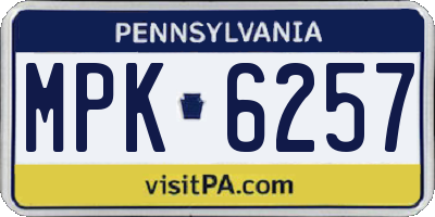 PA license plate MPK6257
