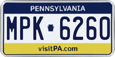 PA license plate MPK6260