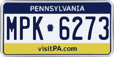 PA license plate MPK6273