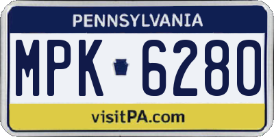 PA license plate MPK6280
