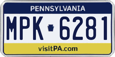 PA license plate MPK6281