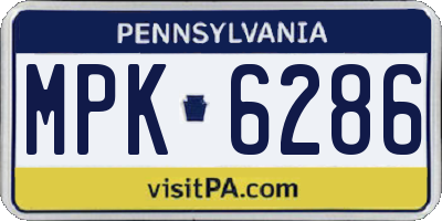 PA license plate MPK6286