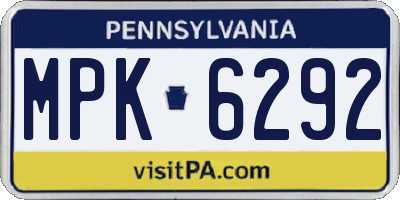 PA license plate MPK6292
