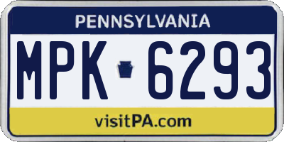 PA license plate MPK6293