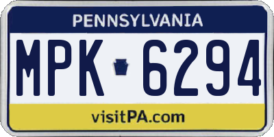 PA license plate MPK6294