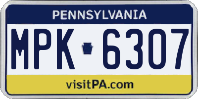 PA license plate MPK6307