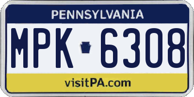PA license plate MPK6308