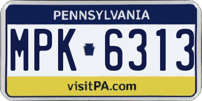 PA license plate MPK6313