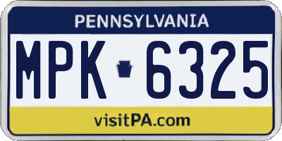 PA license plate MPK6325