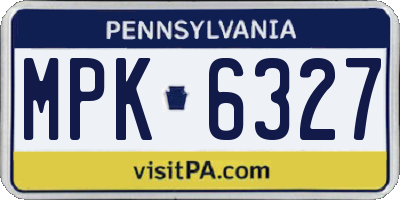 PA license plate MPK6327
