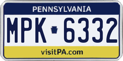PA license plate MPK6332