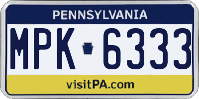 PA license plate MPK6333