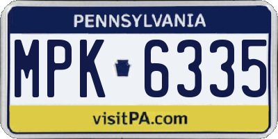 PA license plate MPK6335