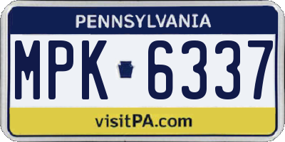 PA license plate MPK6337