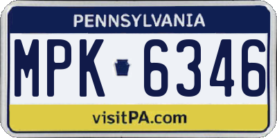 PA license plate MPK6346