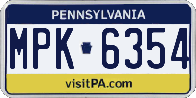 PA license plate MPK6354
