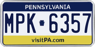 PA license plate MPK6357