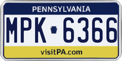 PA license plate MPK6366