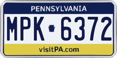PA license plate MPK6372