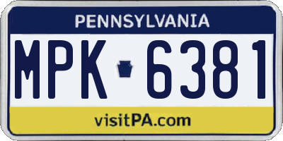 PA license plate MPK6381