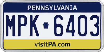 PA license plate MPK6403