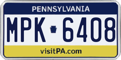 PA license plate MPK6408