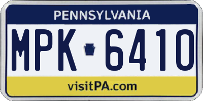 PA license plate MPK6410
