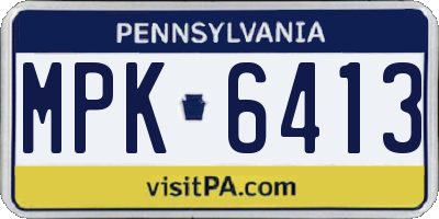 PA license plate MPK6413