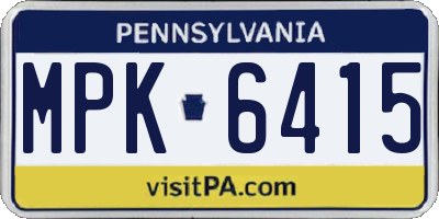PA license plate MPK6415