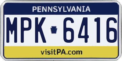 PA license plate MPK6416
