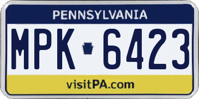 PA license plate MPK6423