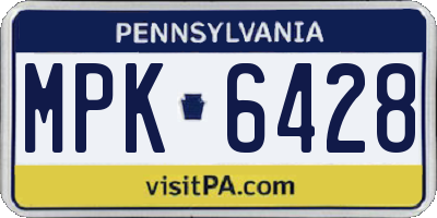 PA license plate MPK6428