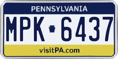 PA license plate MPK6437