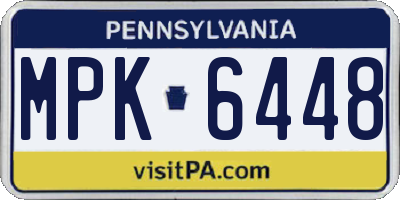 PA license plate MPK6448