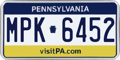 PA license plate MPK6452