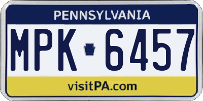 PA license plate MPK6457